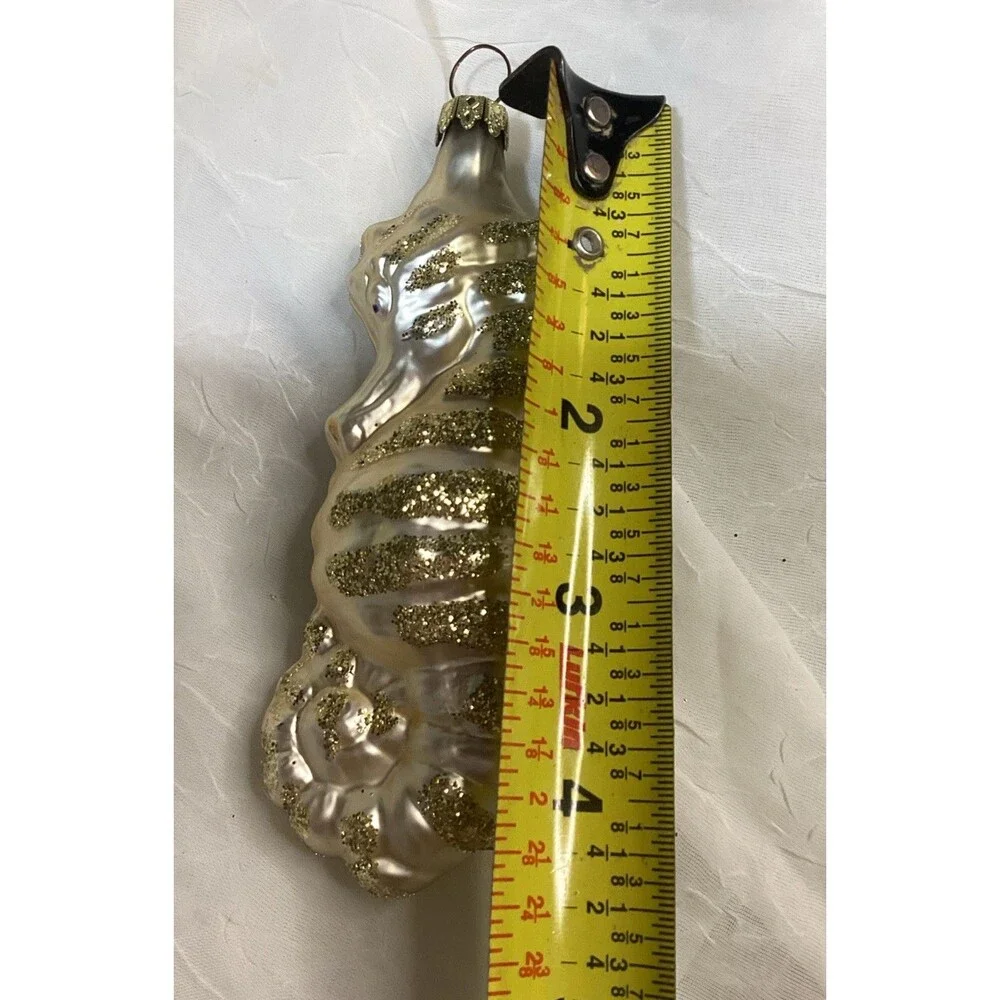 Neiman Marcus Hand Blown Glass Seashell & Seahorse Ornament Set Of Four Vintage